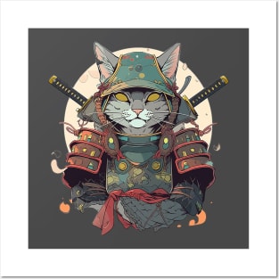 samurai cat Posters and Art